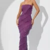 Dulce versierde bandeau maxi-jurk met ruches in paars