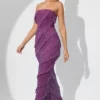 Dulce versierde bandeau maxi-jurk met ruches in paars
