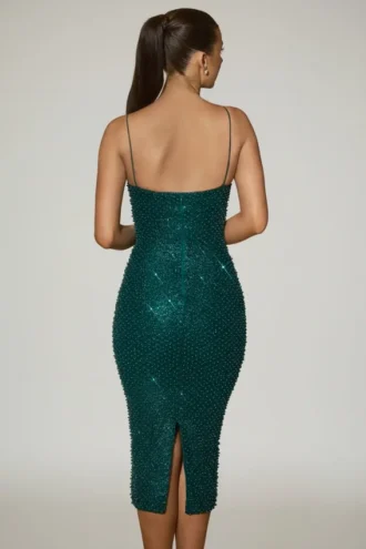 Eisley versierde midi-jurk met sweetheart-hals in blauwgroen