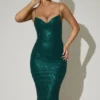Eisley versierde midi-jurk met sweetheart-hals in blauwgroen