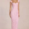 Elisa maxijurk met sweetheart-hals in Blossom Pink