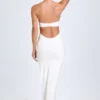 Elisana Modal halternek-jurk met kant in wit