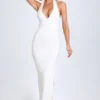 Elisana Modal halternek-jurk met kant in wit
