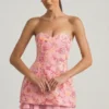 Eliselle versierde strapless corsetminijurk in roze