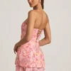 Eliselle versierde strapless corsetminijurk in roze