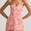 Eliselle versierde strapless corsetminijurk in roze