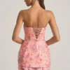 Eliselle versierde strapless corsetminijurk in roze