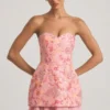 Eliselle versierde strapless corsetminijurk in roze