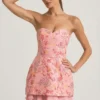 Eliselle versierde strapless corsetminijurk in roze