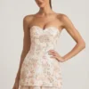 Eliselle versierde strapless korsetminijurk in ivoor