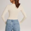 Elodie Modal Plunge Body met lange mouwen  in ivoor