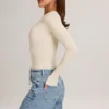 Elodie Modal Plunge Body met lange mouwen  in ivoor