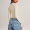 Elodie Modal Plunge Body met lange mouwen  in ivoor