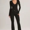 Elodie Modal Plunge body met lange mouwen in zwart