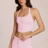 Elowis Denim Haltertop in Corsetstijl in Blossom Pink