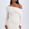 Elsa Modal off-shoulder minijurk met ruches in ivoor