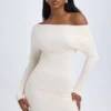 Elsa Modal off-shoulder minijurk met ruches in ivoor