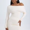 Elsa Modal off-shoulder minijurk met ruches in ivoor