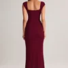Elva Modal sweetheart-hals maxi-jurk met cowl-taille in wijnrood