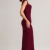 Elva Modal sweetheart-hals maxi-jurk met cowl-taille in wijnrood