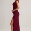 Elva Modal sweetheart-hals maxi-jurk met cowl-taille in wijnrood