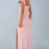 Elva Modal Sweetheart-Neck Cowl-Waist Maxijurk in Blush Pink