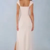 Elva Modal Sweetheart-Neck Cowl-Waist Maxijurk in Ivory