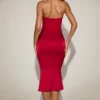 Elyra satijnen sweetheart bustier fishtail midi-jurk in True Red Elyra satijnen sweetheart bustier fishtail midi-jurk in True Red