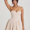 Emeline Corset Tule Minijurk in ivoor