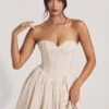Emeline Corset Tule Minijurk in ivoor