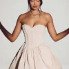 Emeline Corset Tule Minijurk in ivoor