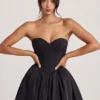 Emeline Corset Tule Minijurk in Jet Black