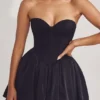 Emeline Corset Tule Minijurk in Jet Black