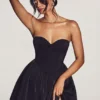 Emeline Corset Tule Minijurk in Jet Black