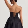 Emeline Corset Tule Minijurk in Jet Black