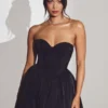 Emeline Corset Tule Minijurk in Jet Black