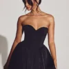 Emeline Corset Tule Minijurk in Jet Black