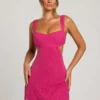 Emilion versierde mini-jurk met uitsnijdingen in fuchsia