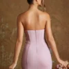 Emira korsetbandou-micromini-jurk met vetersluiting in mauve