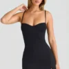 Emmy Modal Sweetheart-Neck A-Line Minijurk in Black