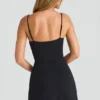 Emmy Modal Sweetheart-Neck A-Line Minijurk in Black