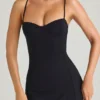 Emmy Modal Sweetheart-Neck A-Line Minijurk in Black