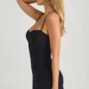 Emmy Modal Sweetheart-Neck A-Line Minijurk in Black