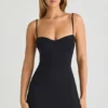Emmy Modal Sweetheart-Neck A-Line Minijurk in Black