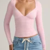Emry Modal gerimpelde top met lange mouwen in babyroze