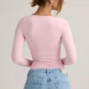 Emry Modal gerimpelde top met lange mouwen in babyroze