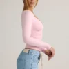 Emry Modal gerimpelde top met lange mouwen in babyroze