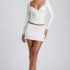 Emry modale top met ruches en lange mouwen in wit