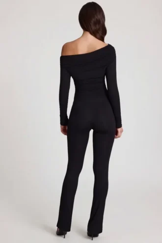 Erisen Modal off-shoulder jumpsuit met lange mouwen in zwart