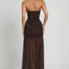 Ersilia versierde bandeau maxi-jurk met plooien in slangenprint met HOTFIX